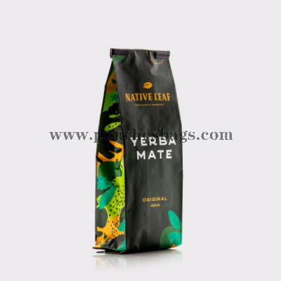 Plastic stand up coffee bean bags side gusset flat bottom custom aluminum foil printed drip coffee bag gusseted bags 